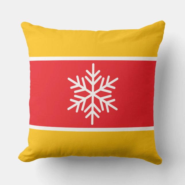 Coussin Flocons de neige à rayures rouges jaunes oranges b (Recto)