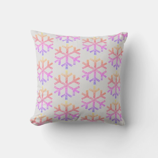 Coussin Flocons de Neige Arc-en-Ciel pour Canapé Chaise Lo (Recto)