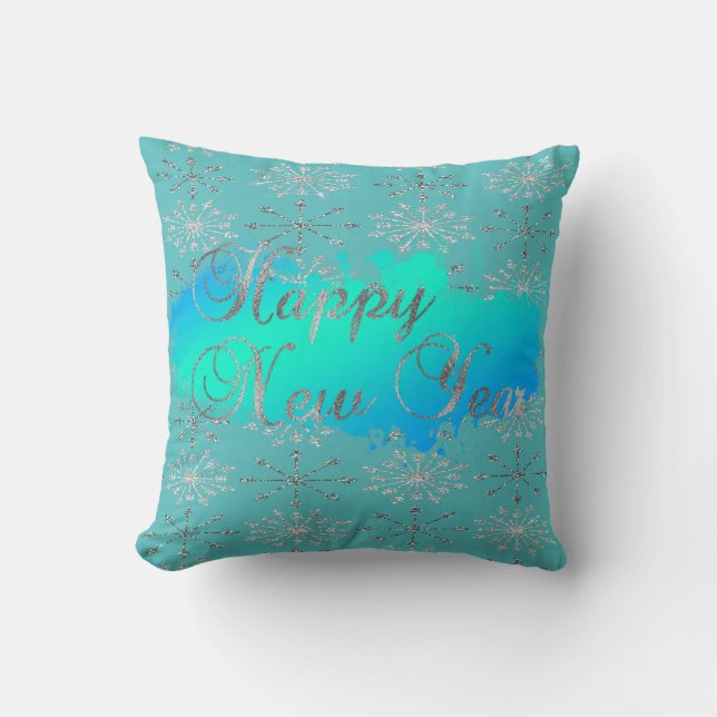 Coussin Flocons de Neige Argentés Brillants Adorables (Recto)