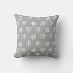 Coussin Flocons de neige blancs élégants sur gris