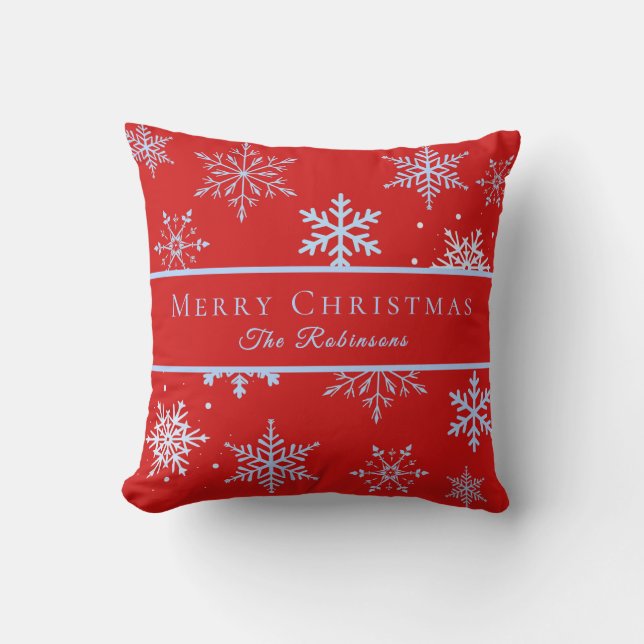 Coussin Flocons de neige bleus modernes  (Recto)