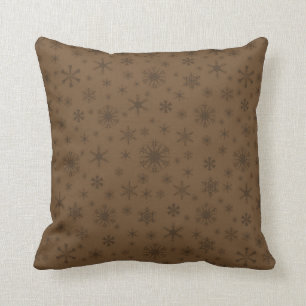 Coussin Flocons de neige - brun foncé sur le brun
