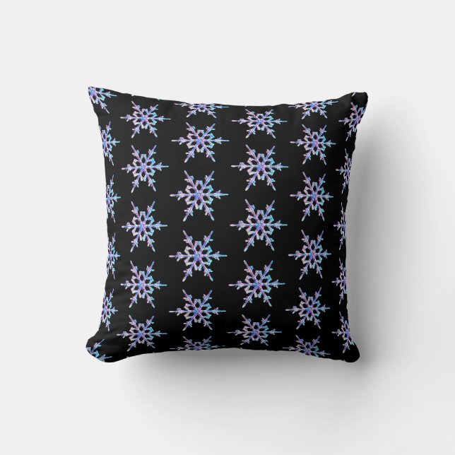 Coussin Flocons de neige, cristal iridescent pastel sur fo (Recto)