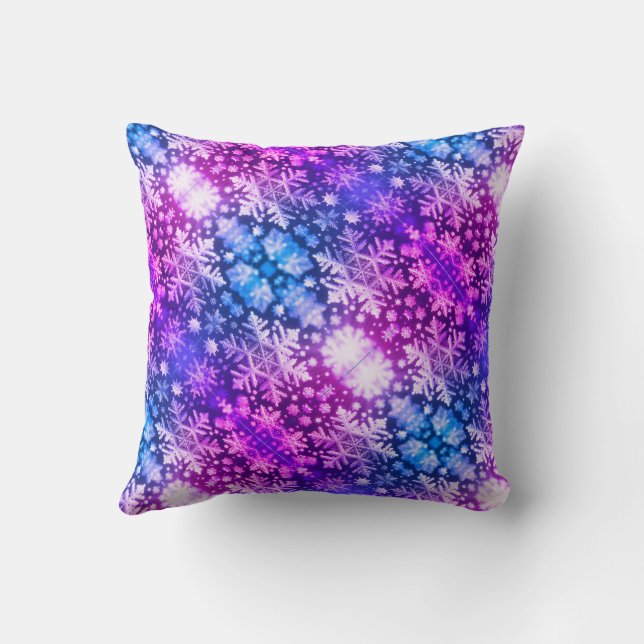 Coussin Flocons de neige / Cristaux Épais / Rayons / Miroi (Verso)