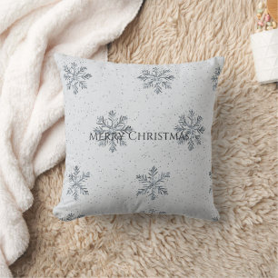 Coussin Flocons de neige de Noël Gris Argent Hiver