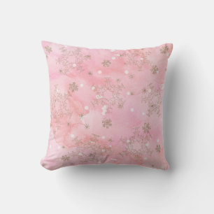 Coussin Flocons de neige de Noël rose motif boho