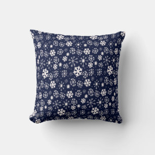 Coussin Flocons de neige dessinés à la main avec un fond b