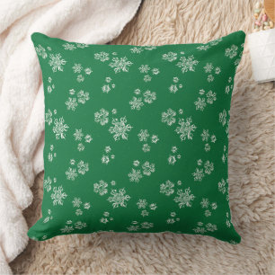 Coussin Flocons de neige faits main - Vert clair et blanc