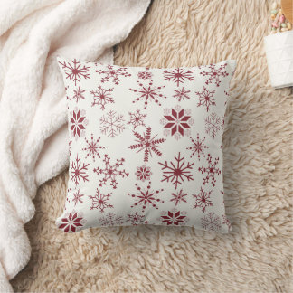 Coussin Flocons de neige Frost & Flourish – Cramoisi