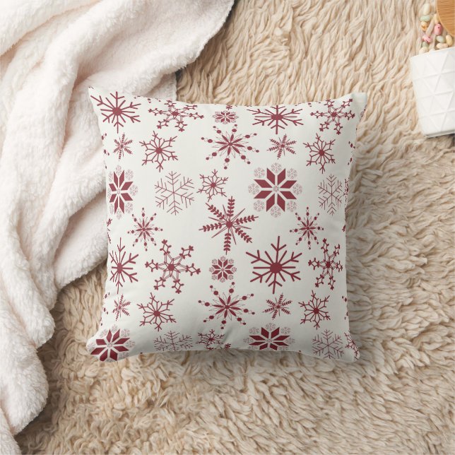 Coussin Flocons de neige Frost & Flourish – Cramoisi (Couverture)