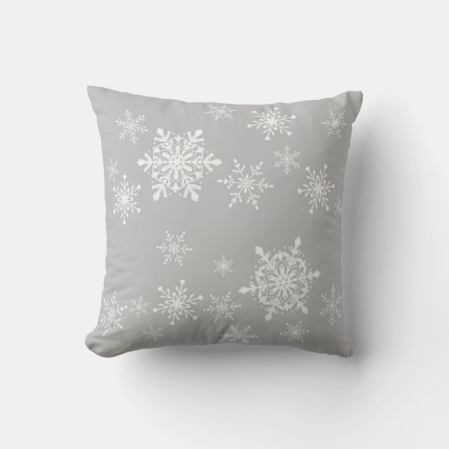 Coussin flocons de neige gris (Recto)