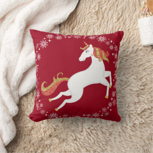 Coussin Flocons de neige pailletés licorne personnalisés N