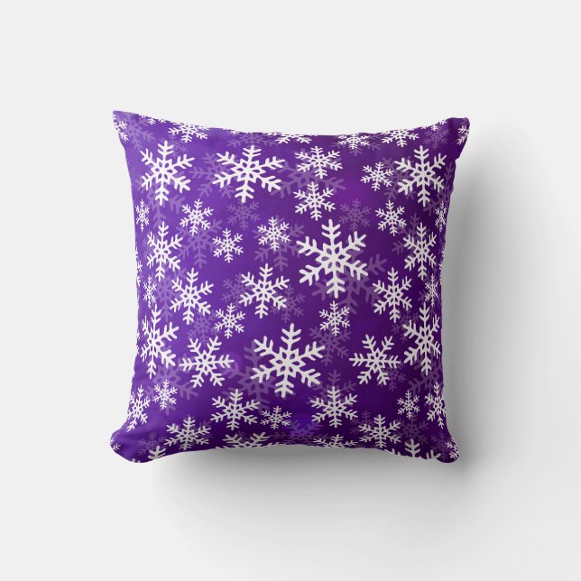 Coussin Flocons de neige pourpres et blancs (Recto)