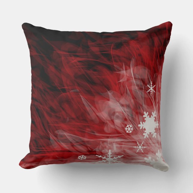 Coussin Flocons de neige rouges - carreau (Recto)