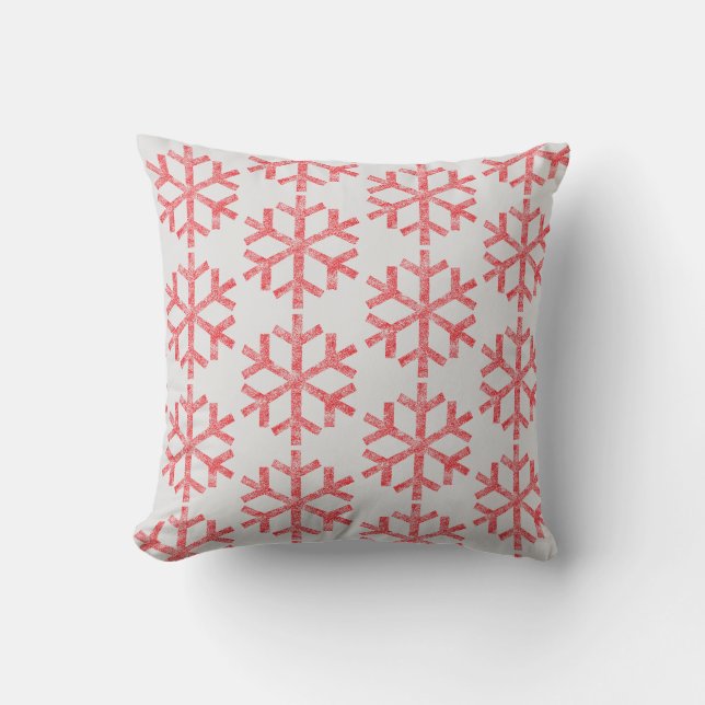 Coussin Flocons de neige rouges pour canapé salon chaise l (Recto)