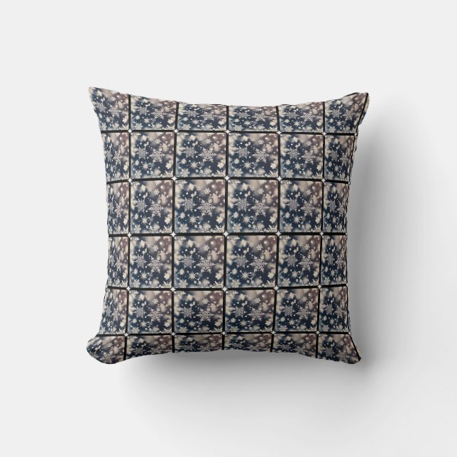 Coussin Flocons de neige / Voltigeant / Recadré / Cadre no (Recto)