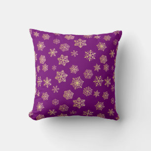 Coussin Flocons d'or sur fond violet