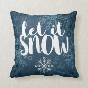 Coussin Flocons Rustiques sur Toile de Jute Bleue Qu'il