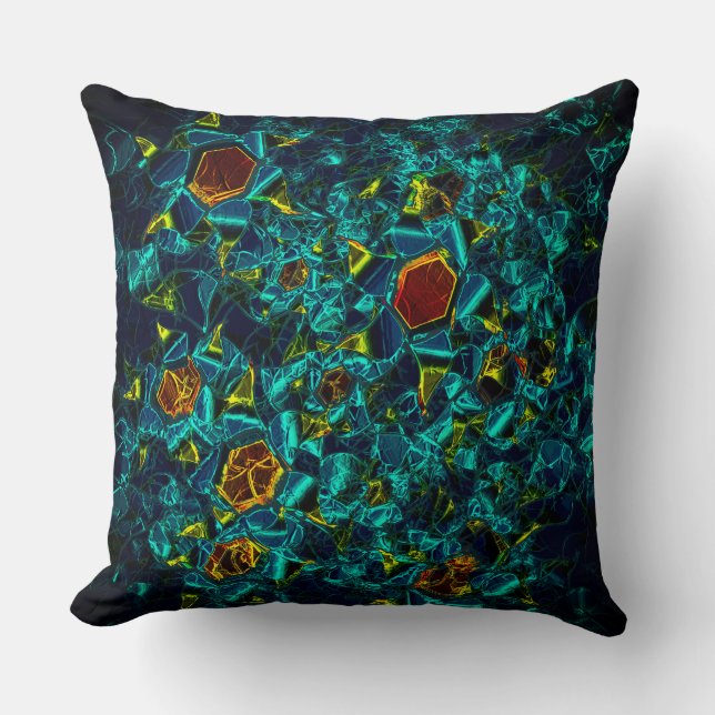 Coussin Flor virtuel em azul gradiente, estilhaçada (Recto)