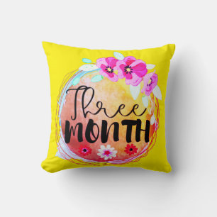 Coussin Floral 3 mois Vieux bébé Jalon Étiquette