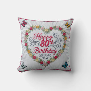 Coussin Floral 80e Anniversaire Jeu d'oreiller : Une flora