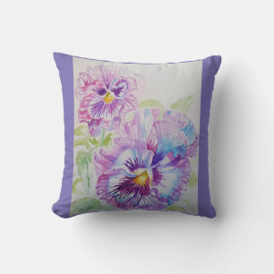 Coussin floral à fleurs violet Pansy