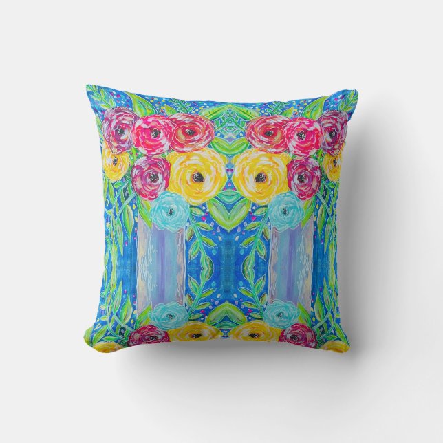coussin floral Abstrait "Bloom in Color" (Recto)