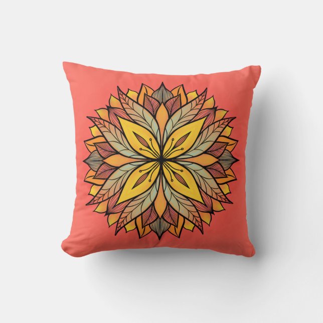 Coussin Floral Abstrait coloré (Recto)