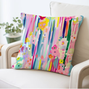 Coussin Floral Abstrait, Fleurs colorées