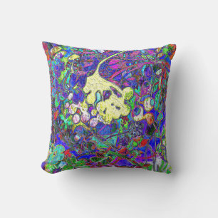 Coussin floral abstrait vibrant 1
