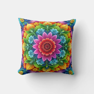Coussin Floral arc-en-ciel