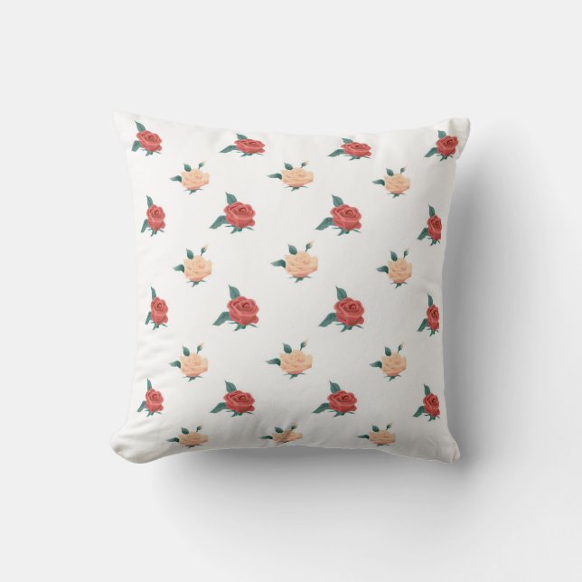 Coussin Floral arrière - plan de fleurs roses (Recto)
