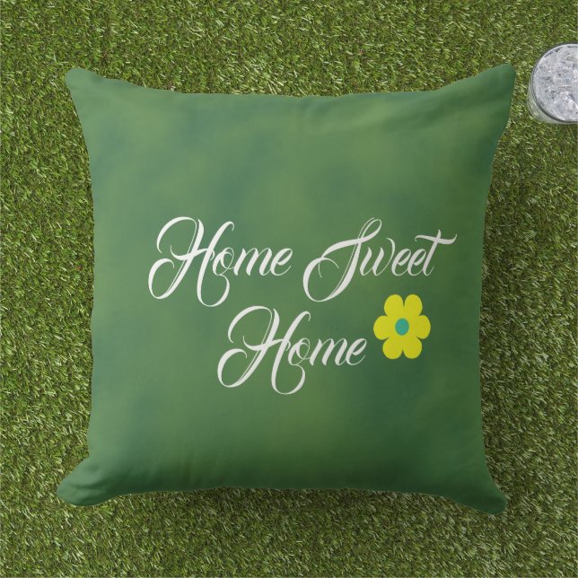Coussin floral artistique jaune et vert maison douce (Herbe)
