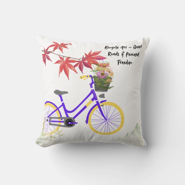 Coussin Floral Bicycle Motivation Design (Recto)