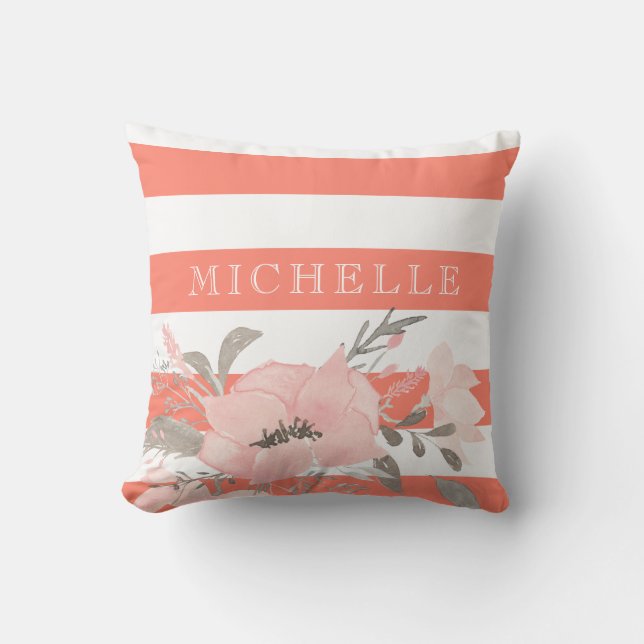 Coussin Floral blanc de la mandarine | personnalisé (Recto)