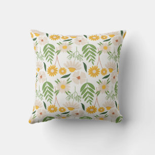 Coussin Floral Blanc Nature Design Jeu d'oreiller