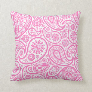 Coussin floral blanc rose de Paisley
