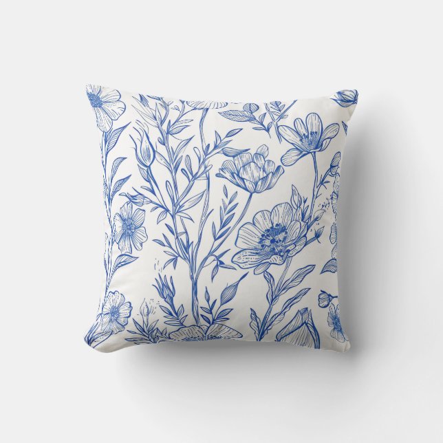Coussin Floral bleu (Recto)