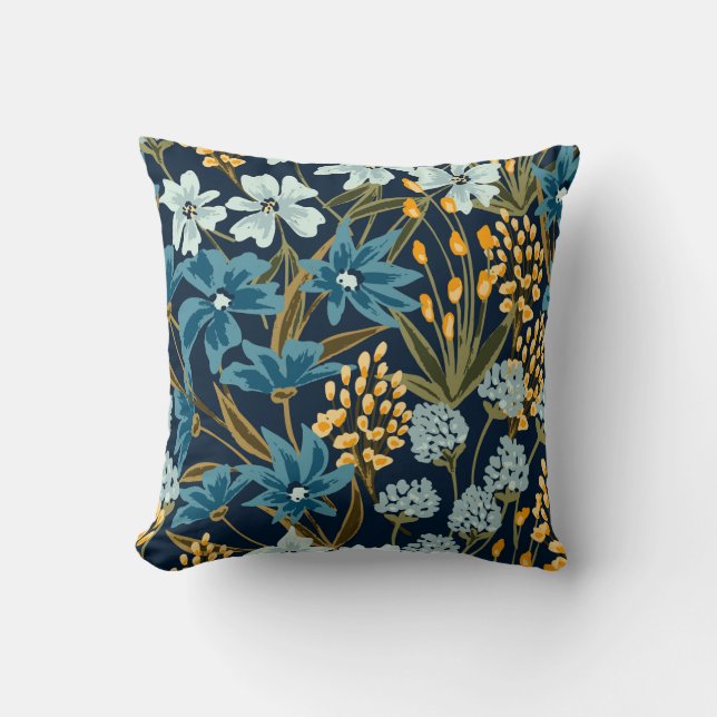 Coussin Floral bleu (Recto)
