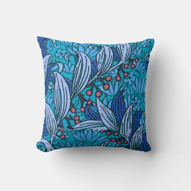 Coussin Floral bleu ancien Boho moderne (Recto)