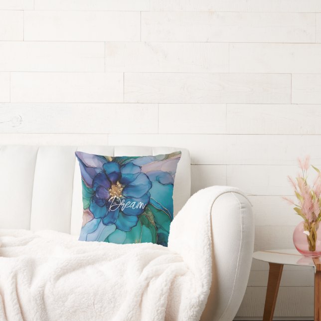 Coussin Floral bleu Aqua Gold (Canapé)