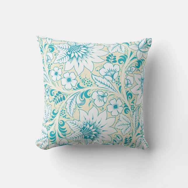 Coussin Floral bleu-clair (Recto)