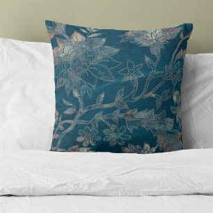 Coussin Floral bleu moderne Abstrait
