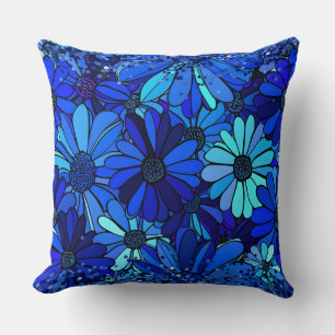 Coussin Floral Blue Daisy Fleurs Motif Pastel