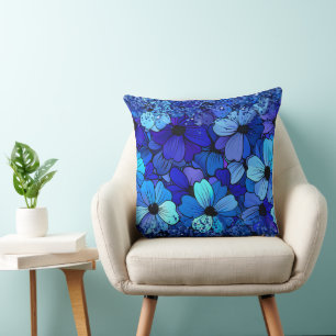 Coussin Floral Blue Daisy Fleurs Motif Pastel