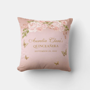 Coussin Floral Blush Rose Gold Tiara Butterfly Livre d'inv