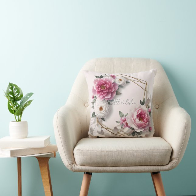 Coussin Floral Blush rose Noël Tout est calme (Chaise)