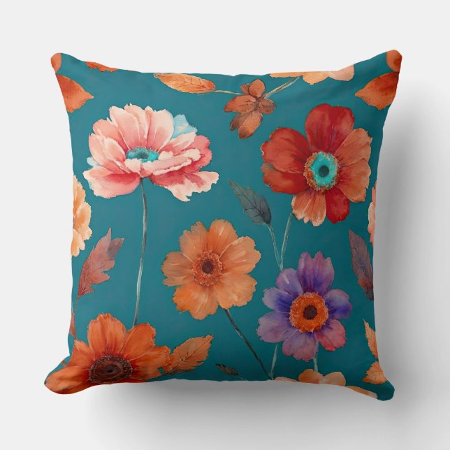 Coussin Floral Boho coloré (Recto)