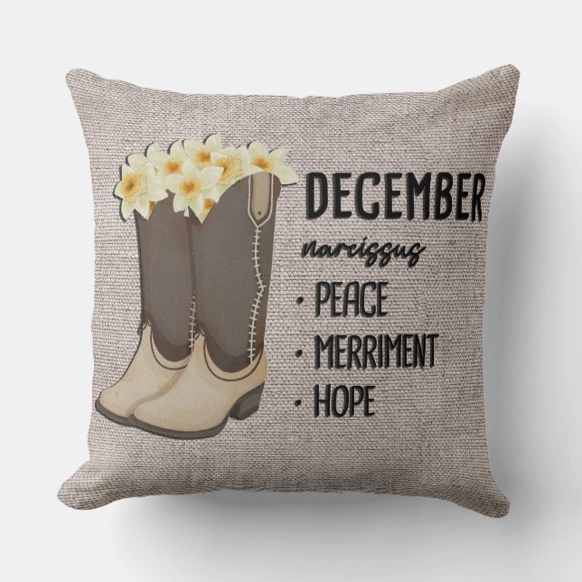 Coussin Floral Boot Mois Fleur / Décembre Narcisse (Recto)