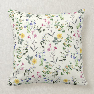 Coussin floral botanique 20x20 de fleurs sauvages